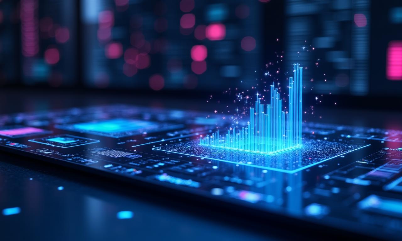 Futuristic AI Dashboard Visualization with data flows